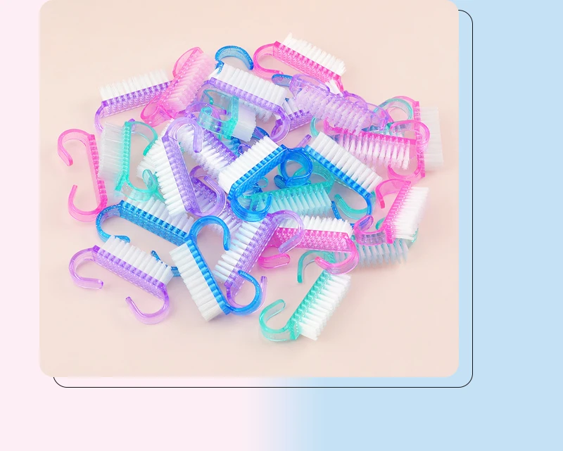50/1pcs Plastic Nail Art Brushes Mix Color Nail Hand Scrubbing Cleaning Brush Dust Cleaner Nail Art Manicure Soft Remover Tools