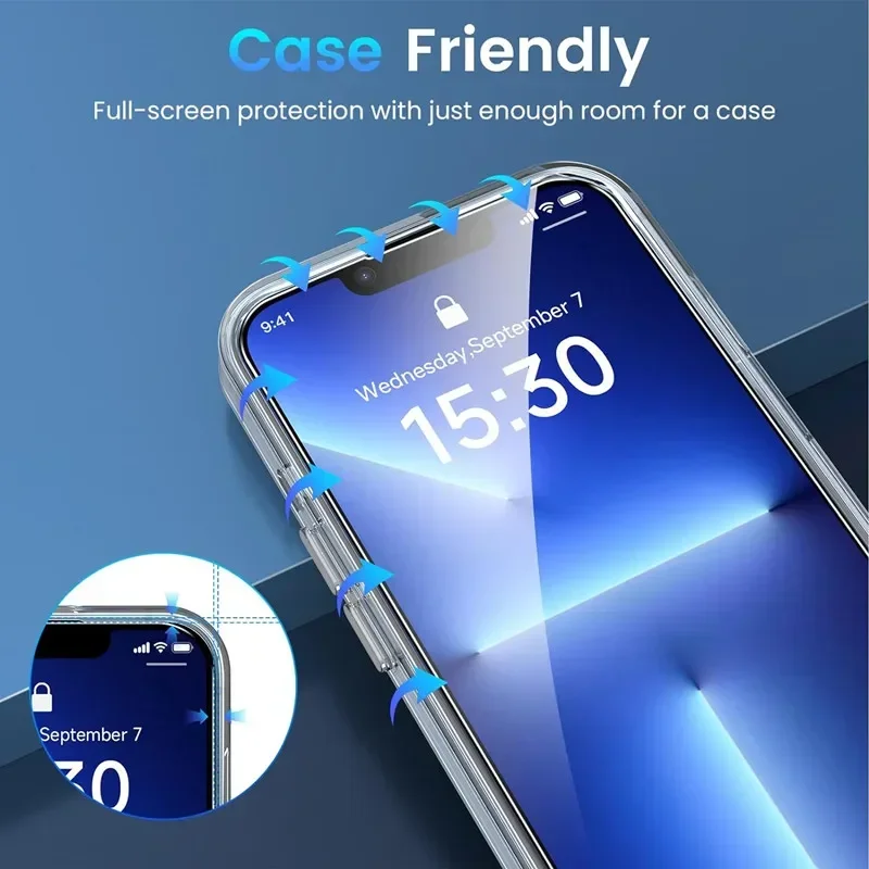 5Pcs Tempered Glass For iPhone 15 13 11 12 14 18 Pro Max Mini Screen Protector For IPhone 16 17 8 Plus X XR XS Protective Glass