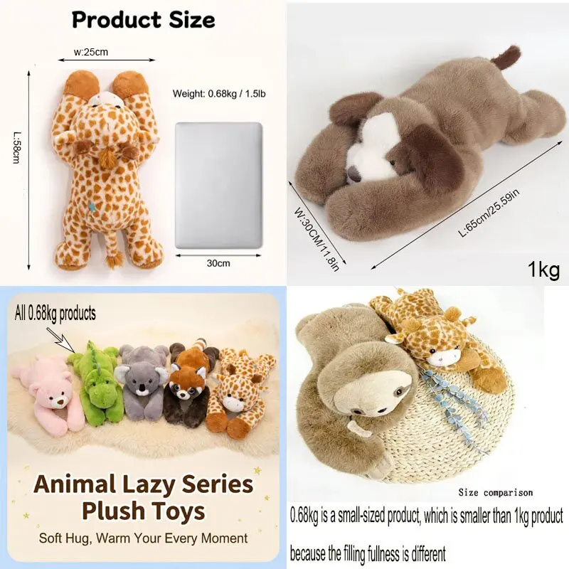 50/60/65cm Long Arm Stuffed Animal Arm Weighted Soft Plush Pillow Raccoon Koala Bear Sloth Dinosaur Gift for Boys and Girls