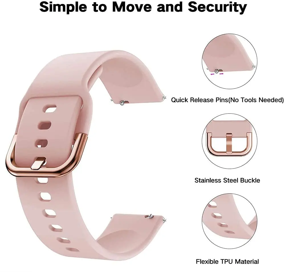 Strap For Amazfit Bip Max/6 5/balance 3 2/Active Max/2/GTS 4 Series Silicone Correa Bracelet 20mm/22mm Quick Release Watch Band