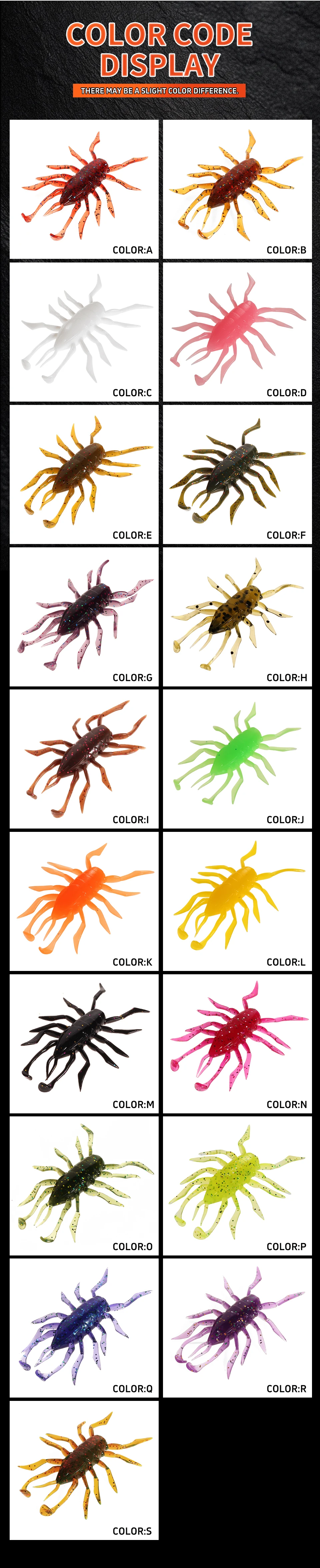 2023 Supercontinent 12Pcs/lot water spider Silicone Lures Worm 38mm/1.42g Fishing Lures Attractive Shrimp odor salt Wobbler