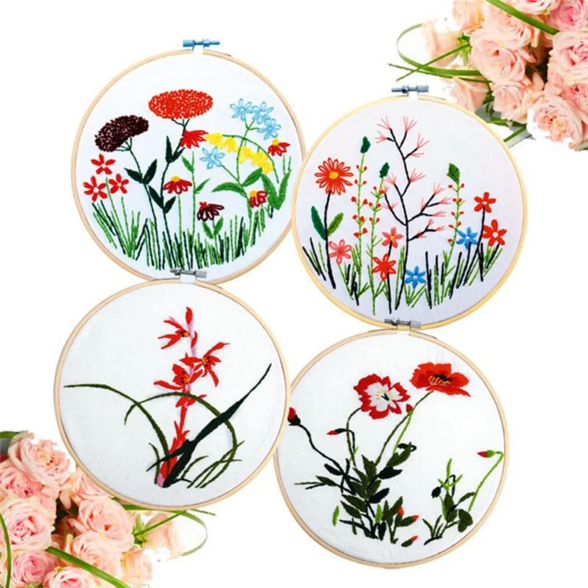 10pcs/Set 10-30cm Wooden Embroidery Hoops Frame Set Bamboo Embroidery Hoop Rings For DIY Cross Stitch Needle Craft Tool
