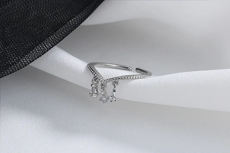 925 Sterling Silver Star Crytal Ring for Women Girl Personality Simple Adjustable Exquisite Jewelry Dropshippipng Gift