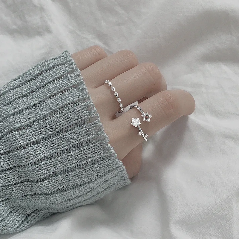 925 Sterling Silver Star Crytal Ring for Women Girl Personality Simple Adjustable Exquisite Jewelry Dropshippipng Gift