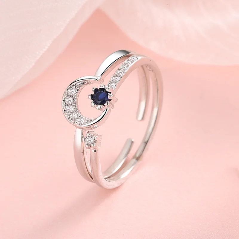 925 Sterling Silver Star Crytal Ring for Women Girl Personality Simple Adjustable Exquisite Jewelry Dropshippipng Gift