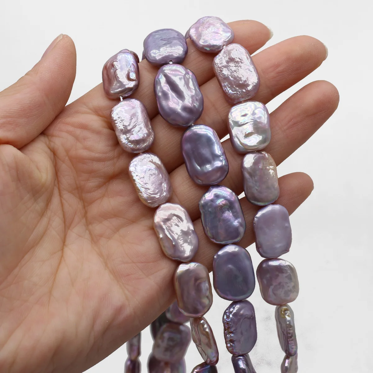 Purple Rectangular Natural Freshwater Baroque Pearl 15x18mm Loose Spaced Beaded Jewelry Making Necklace Earrings
