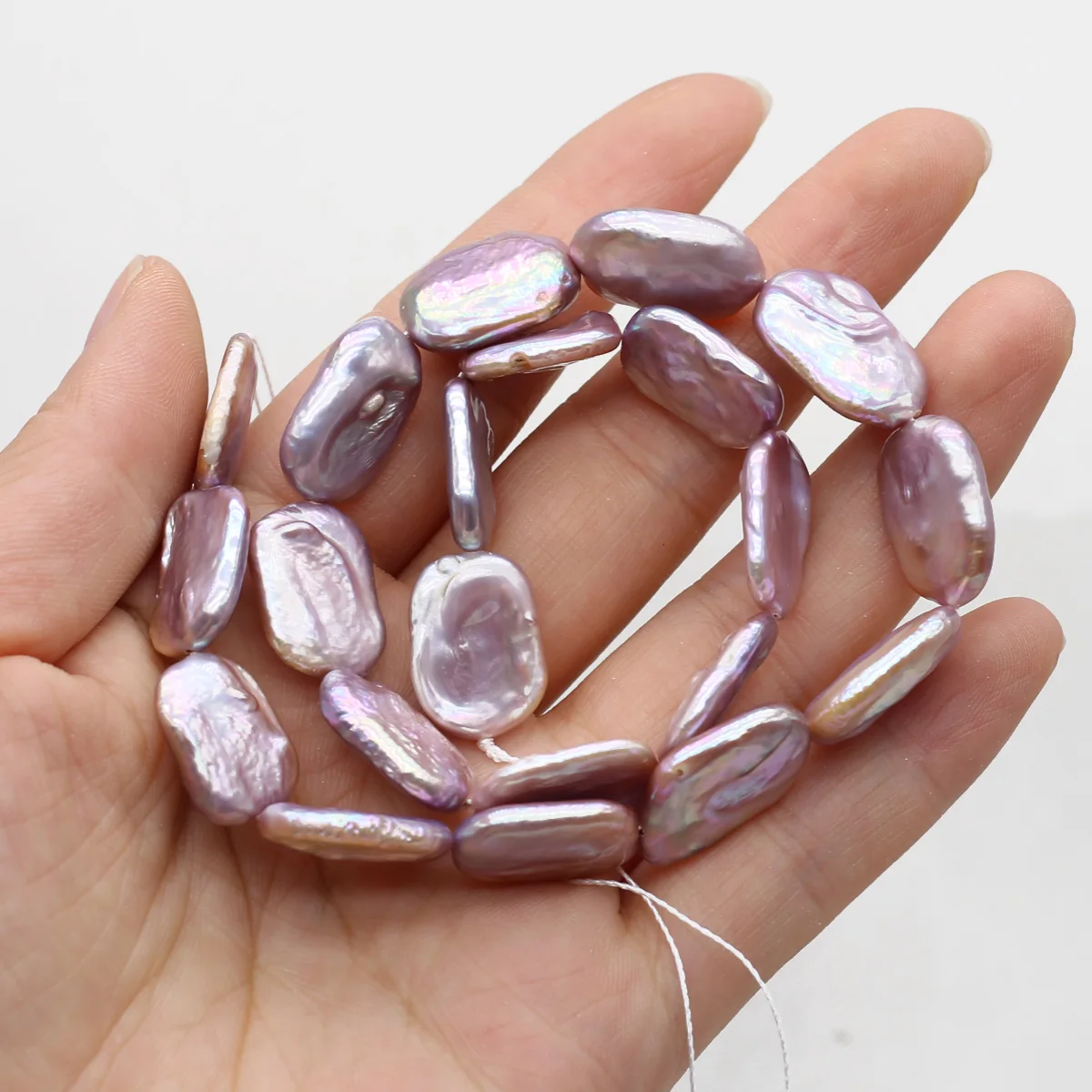 Purple Rectangular Natural Freshwater Baroque Pearl 15x18mm Loose Spaced Beaded Jewelry Making Necklace Earrings