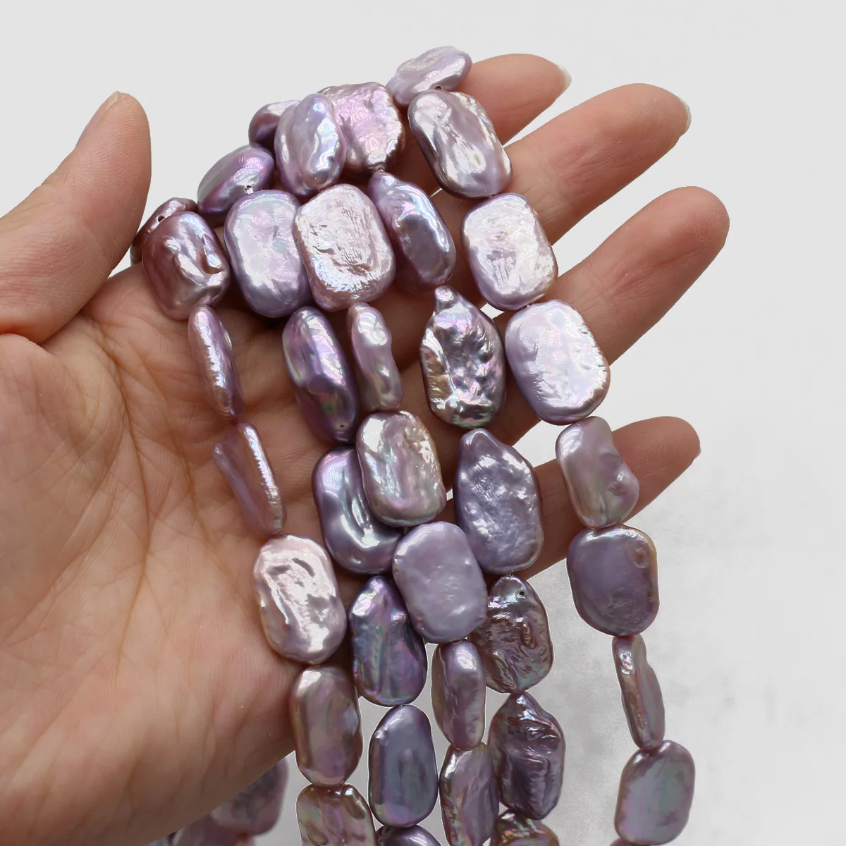 Purple Rectangular Natural Freshwater Baroque Pearl 15x18mm Loose Spaced Beaded Jewelry Making Necklace Earrings