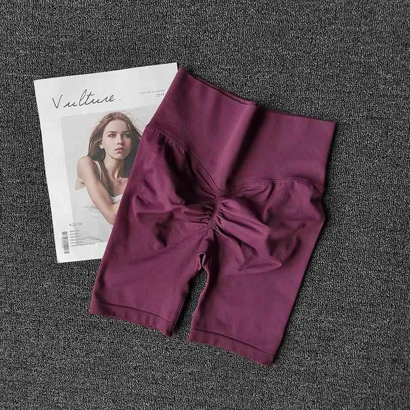 Summer Seamless Yoga Shorts High Waist Workout Shorts Women Sexy Booty Tummy Control Gym Leggings Breathable Running Shorts