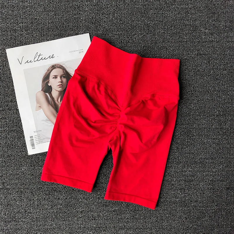 Summer Seamless Yoga Shorts High Waist Workout Shorts Women Sexy Booty Tummy Control Gym Leggings Breathable Running Shorts