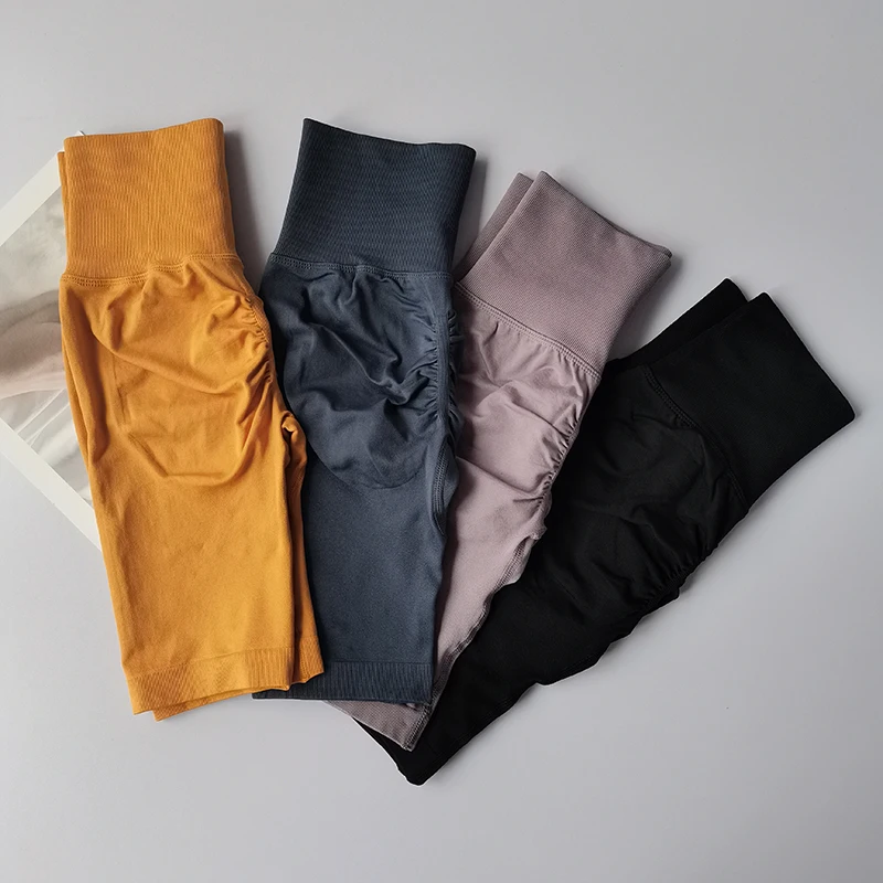 Summer Seamless Yoga Shorts High Waist Workout Shorts Women Sexy Booty Tummy Control Gym Leggings Breathable Running Shorts