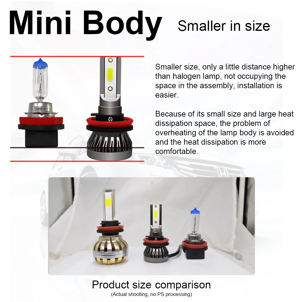 2Pcs LED H4 Car Headlight Bulbs H1 H7 H8 H9 H11 Headlamps Kit 9005 HB3 9006 HB4 Auto Driving Running Led Lamp 6000K 12000K