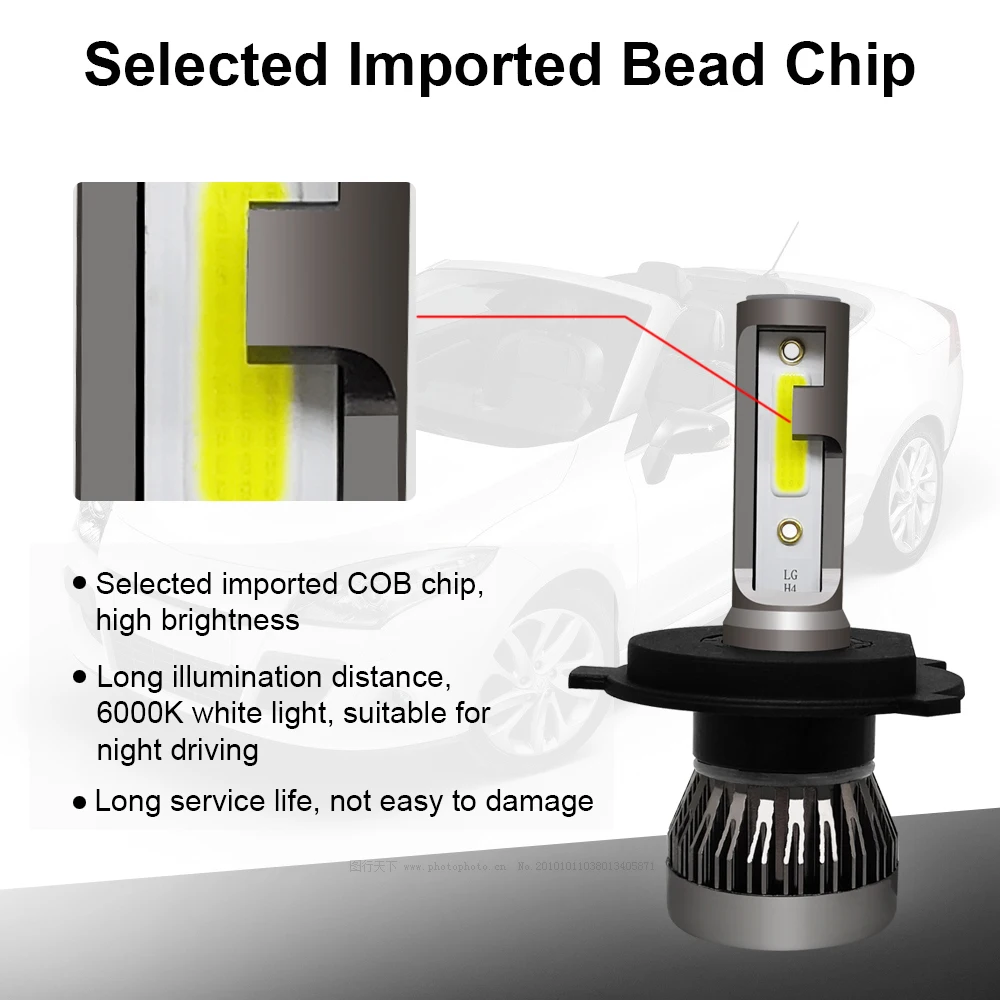 2Pcs LED H4 Car Headlight Bulbs H1 H7 H8 H9 H11 Headlamps Kit 9005 HB3 9006 HB4 Auto Driving Running Led Lamp 6000K 12000K