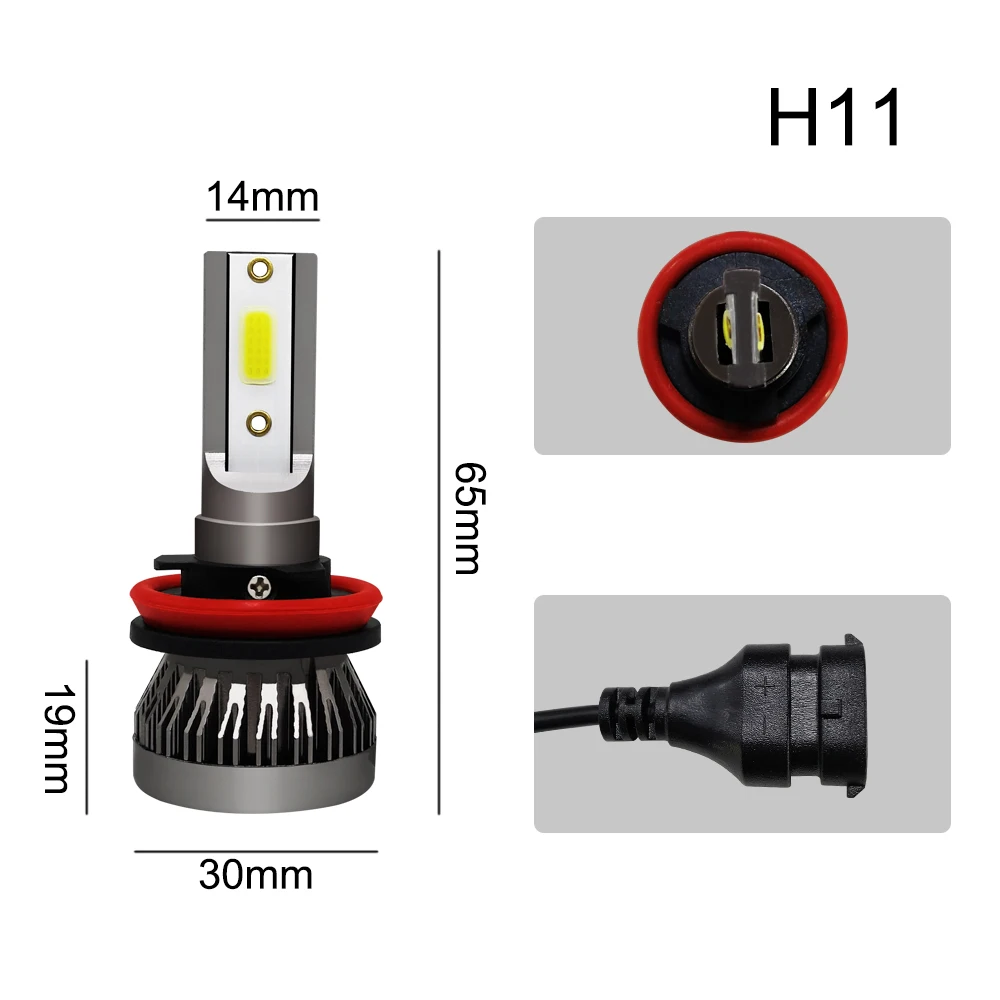 2Pcs LED H4 Car Headlight Bulbs H1 H7 H8 H9 H11 Headlamps Kit 9005 HB3 9006 HB4 Auto Driving Running Led Lamp 6000K 12000K