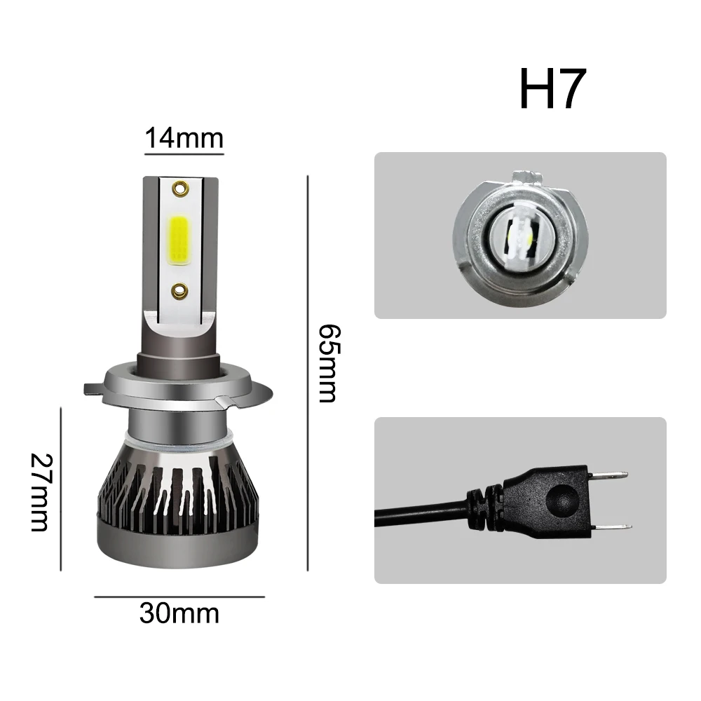 2Pcs LED H4 Car Headlight Bulbs H1 H7 H8 H9 H11 Headlamps Kit 9005 HB3 9006 HB4 Auto Driving Running Led Lamp 6000K 12000K
