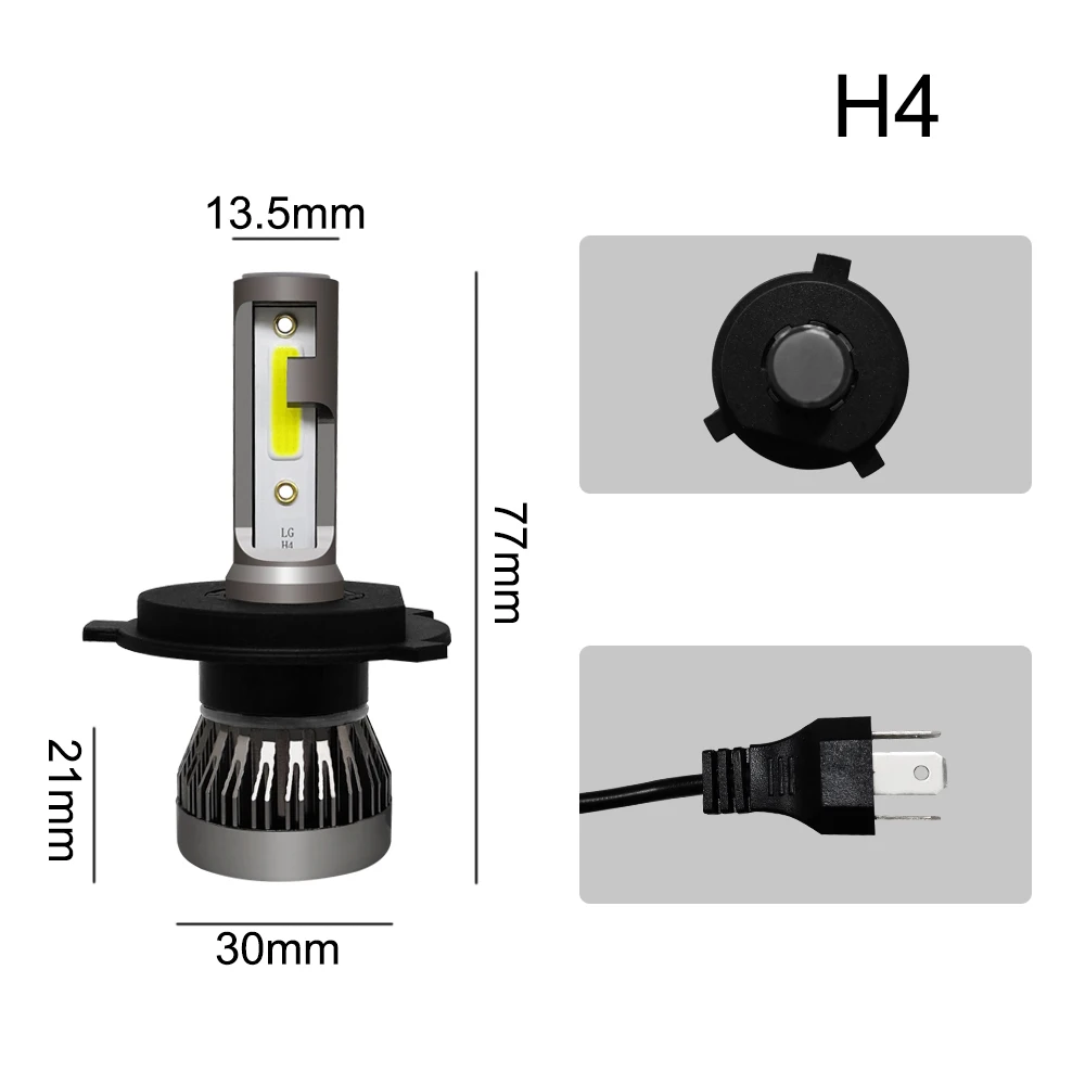 2Pcs LED H4 Car Headlight Bulbs H1 H7 H8 H9 H11 Headlamps Kit 9005 HB3 9006 HB4 Auto Driving Running Led Lamp 6000K 12000K