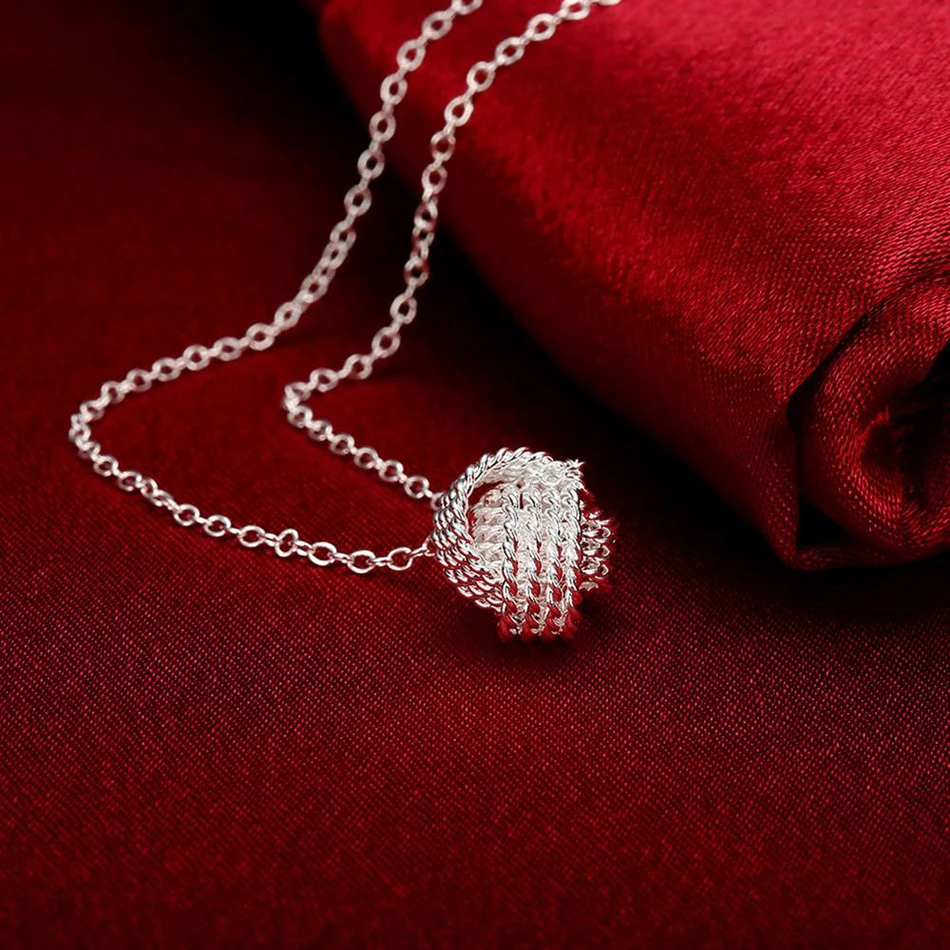 Hot trend 925 Sterling Silver Pretty ball necklace stud earrings for woman Jewelry sets Fashion Party wedding accessories gifts