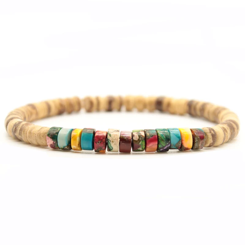 Minimalist Natural Wood Bracelets Unisex 6mm Hematite Imperial Beaded Braslet Meditation Yoga Braclet Leisure Accessories Joias