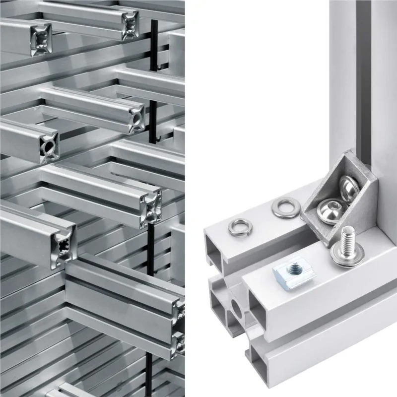 2020 Aluminum Profile Connector Set 20pcs Corner Bracket + 40pcs M5x8mm Hex Socket Cap + 40pcs 20 Series M5 T-slot Nuts