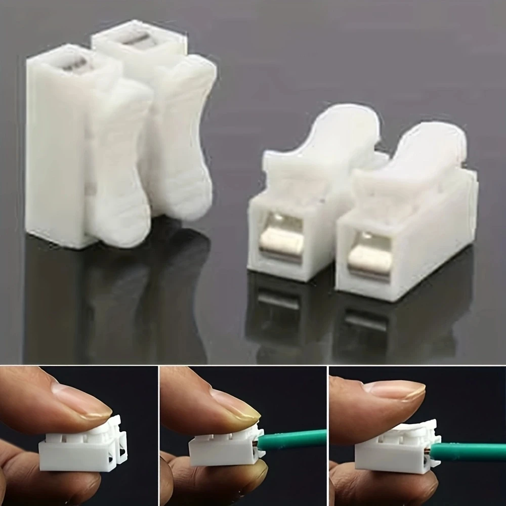 20pcs No Solding Welding Quick 2P Cable Wire Connector No Screw Terminal Block Spring Clamp