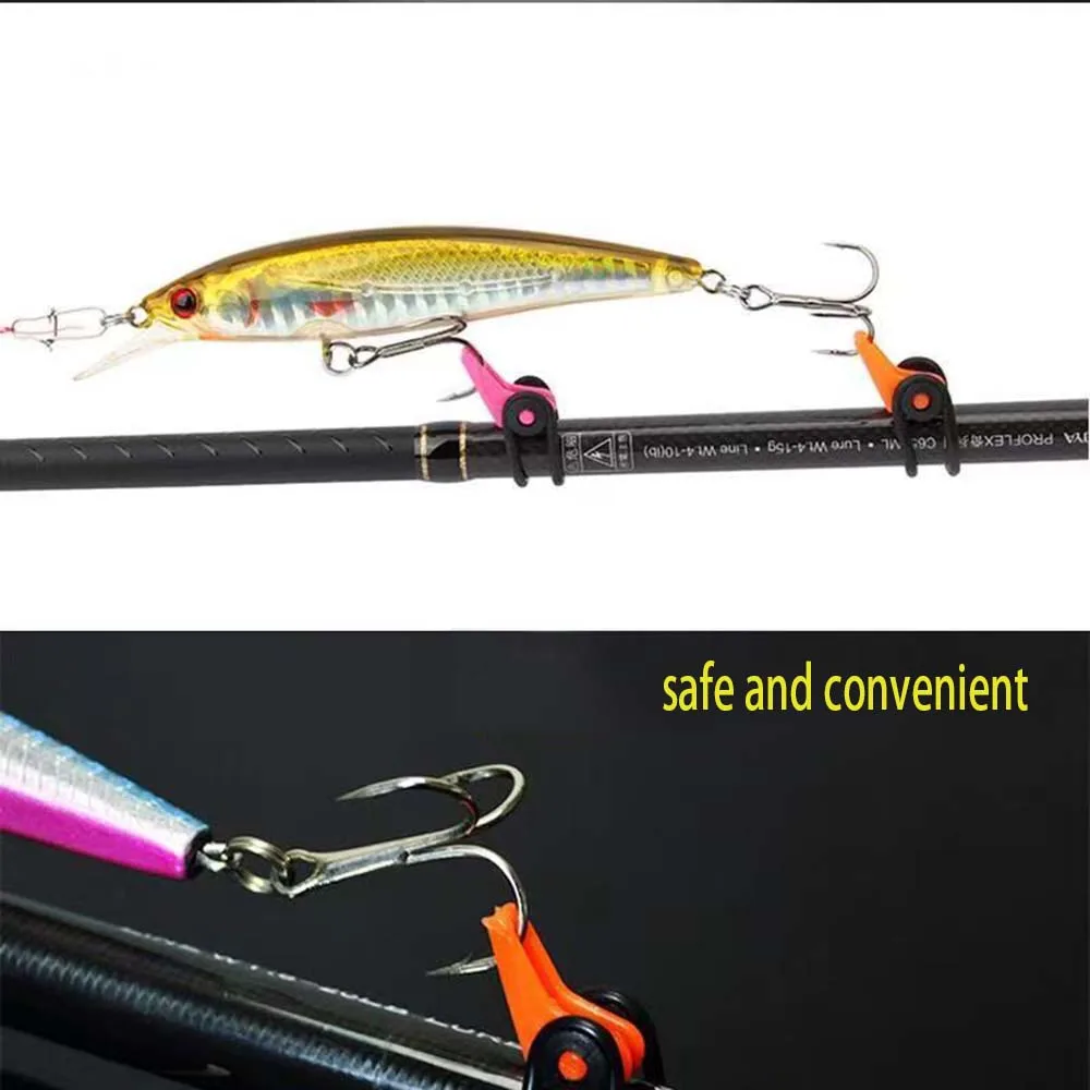 Fishing Bait Keeper 10PCS Mixed Colors Secure Holder Hook Ring Worm Lure Clasp Angle Hanger for Rod Jig Casting Tackle
