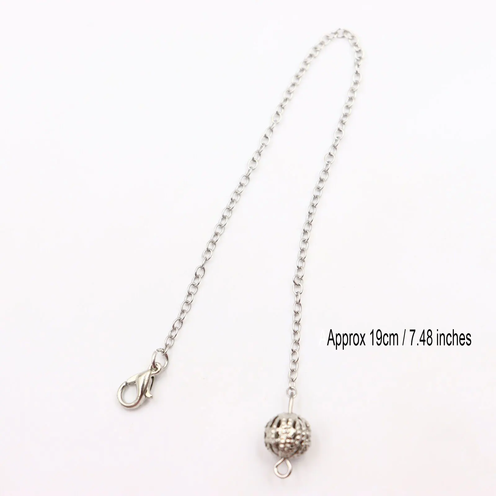 20pcs / Lot Bulk Pendulums Chains with Lobster Claw Wholesale 7 Chakra Stone Bead Charm Chain Only for Pendulum Accessories X037
