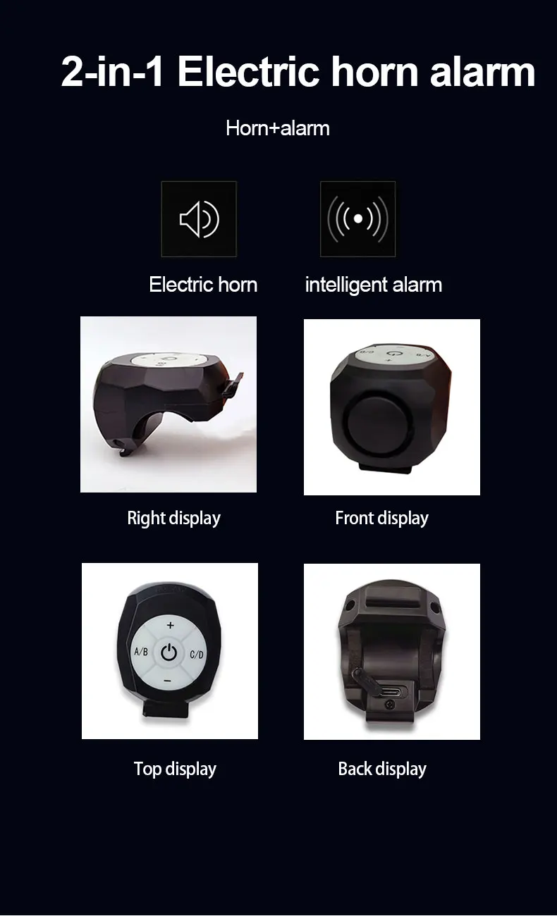 Bike Electric Horn Bell USB Rechargeable Bicycle Handlebar Cycling Alarm Ring Bell 120db Super Loud Horn Anti-theft Bell scooter