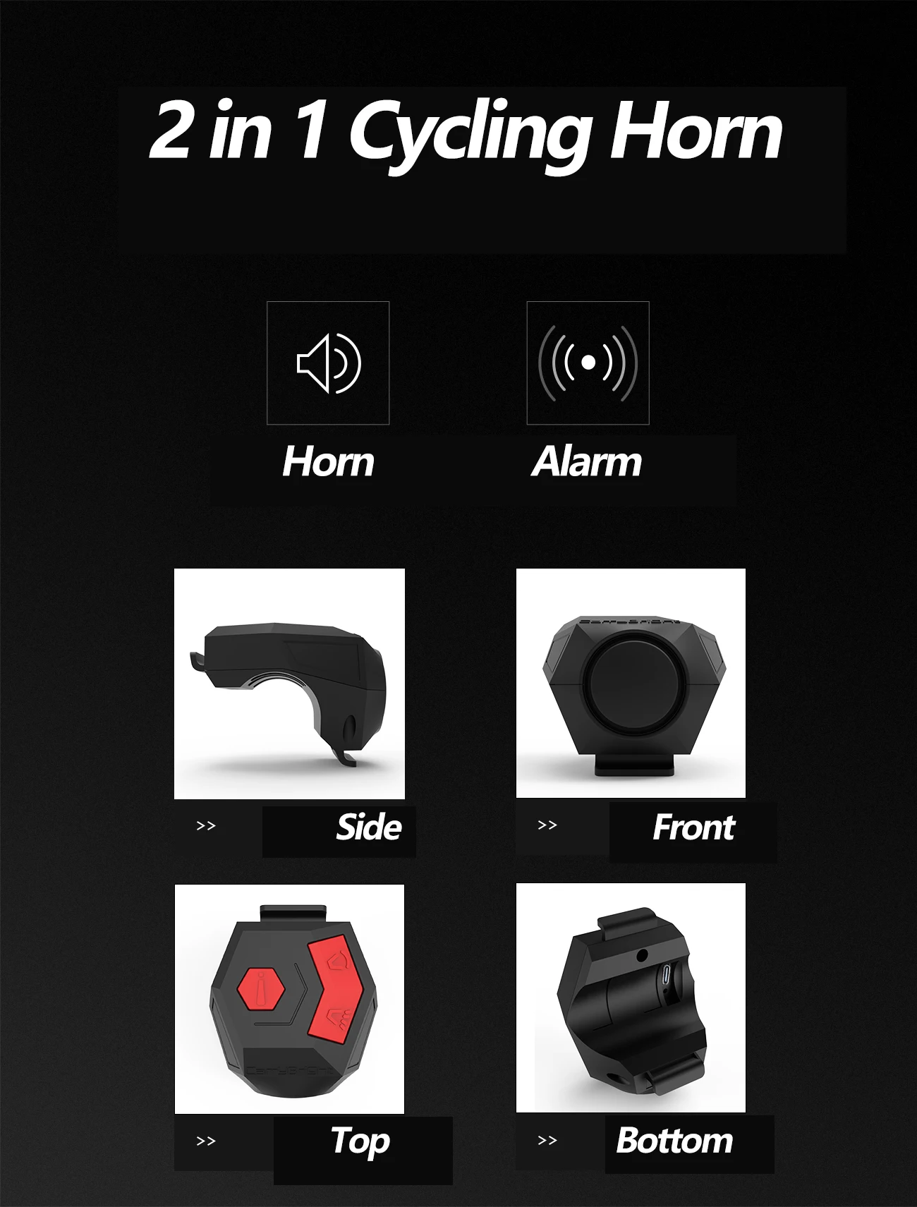Bike Electric Horn Bell USB Rechargeable Bicycle Handlebar Cycling Alarm Ring Bell 120db Super Loud Horn Anti-theft Bell scooter