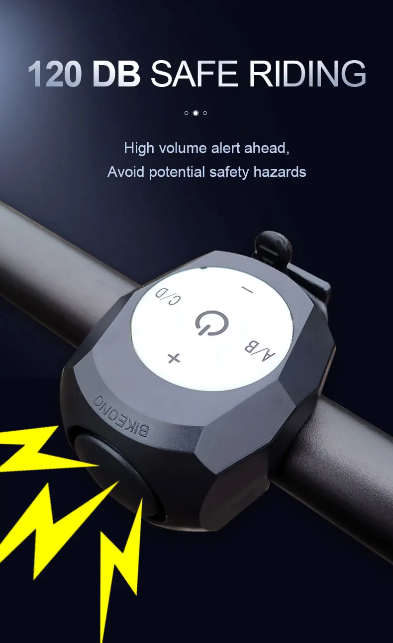 Bike Electric Horn Bell USB Rechargeable Bicycle Handlebar Cycling Alarm Ring Bell 120db Super Loud Horn Anti-theft Bell scooter