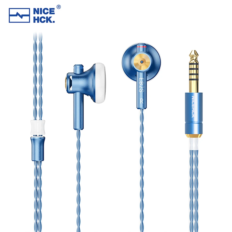 NICEHCK EB2S PRO 3.5/4.4mm Plug Microphone Flat-Head Earbud HIFI Wired Earphone 15.4mm LCP Diaphragm Dynamic Music Vocal Headset