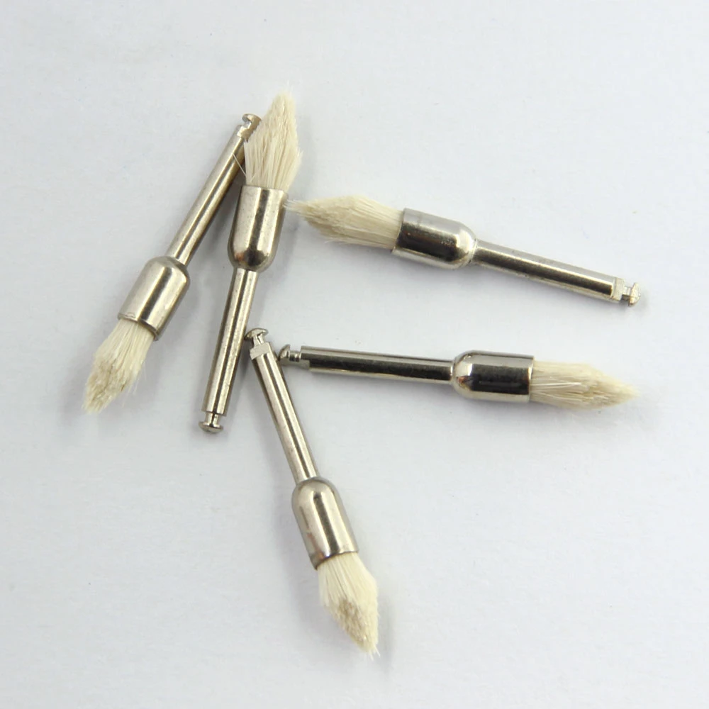 5pcs/pack Goat Hair Dental Polisher Resin Natural / Ceramic Teeth Soft Polishing Brush For Low-Speed Handpiece Dental Material