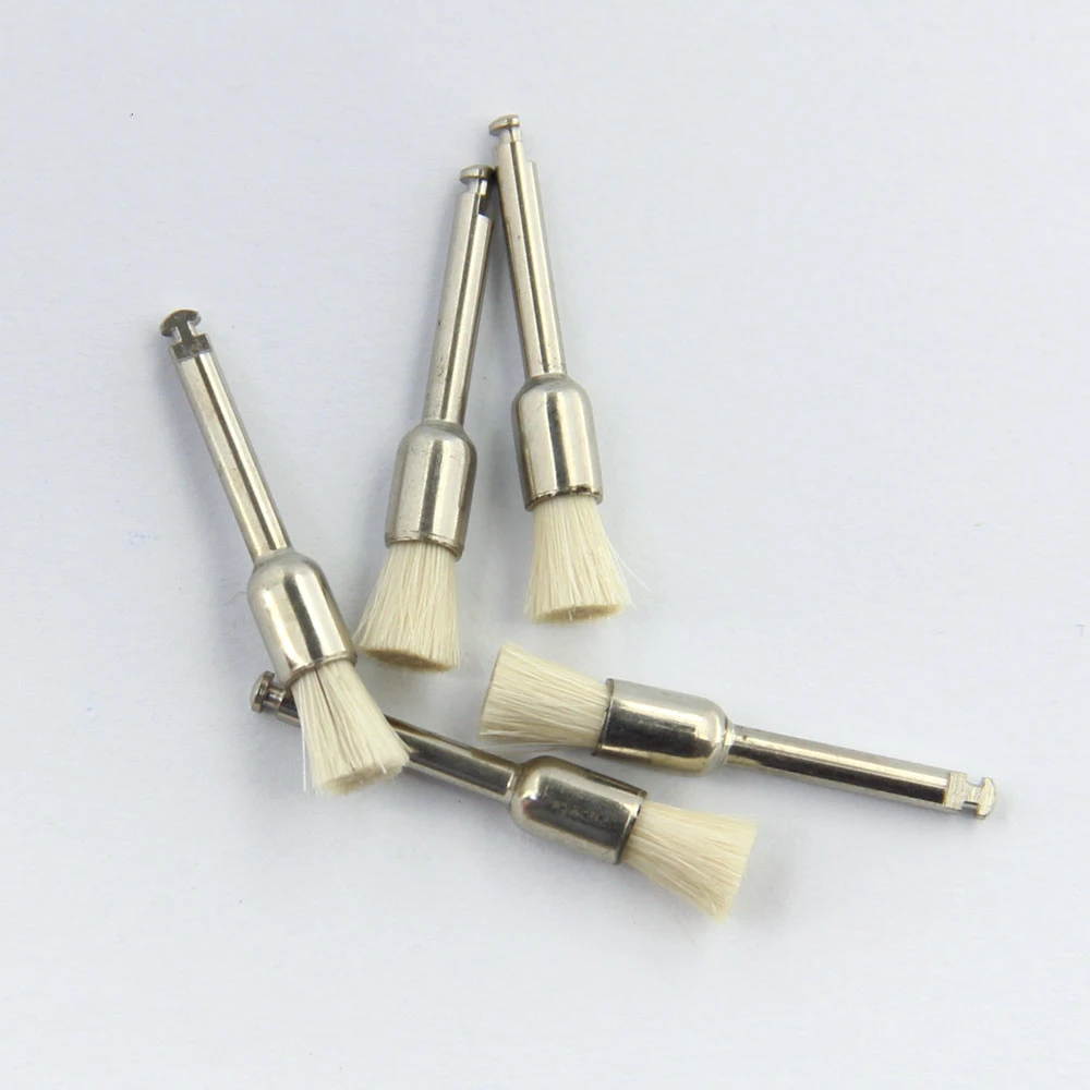 5pcs/pack Goat Hair Dental Polisher Resin Natural / Ceramic Teeth Soft Polishing Brush For Low-Speed Handpiece Dental Material