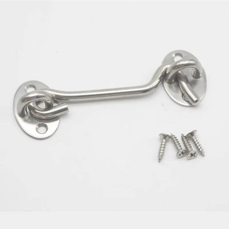 3/4/6/8/10/12 Inch Crescent Window Lock with Safety Switch Cabin Hook Door Latch Lock Catch Holder with Install Screws