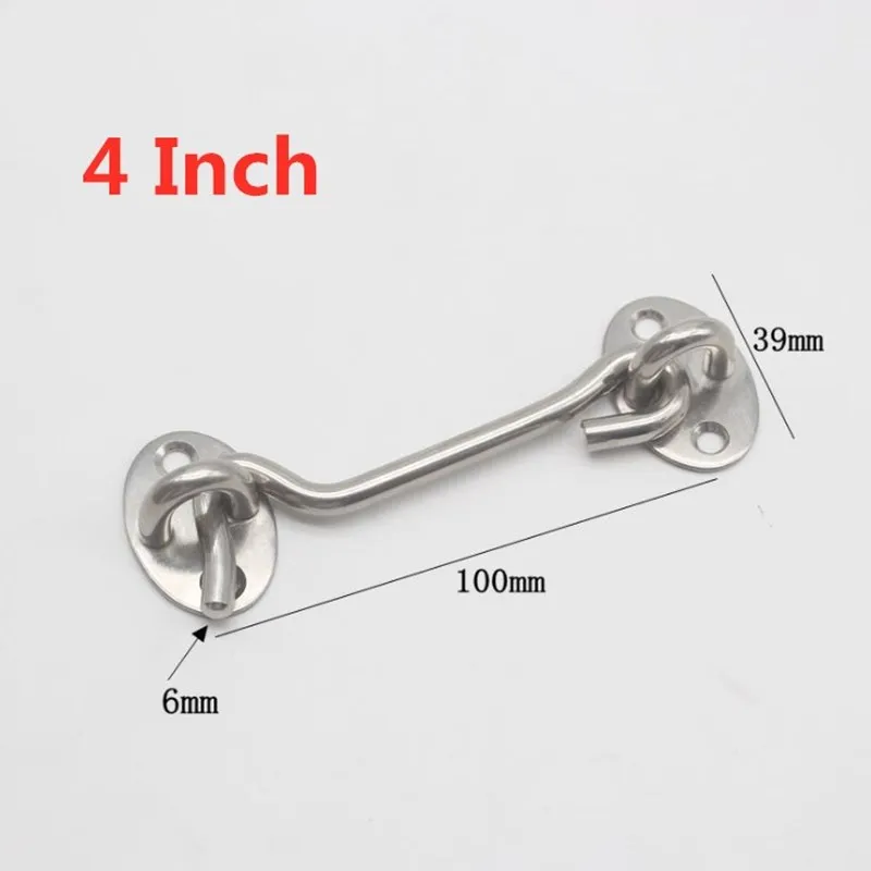 3/4/6/8/10/12 Inch Crescent Window Lock with Safety Switch Cabin Hook Door Latch Lock Catch Holder with Install Screws