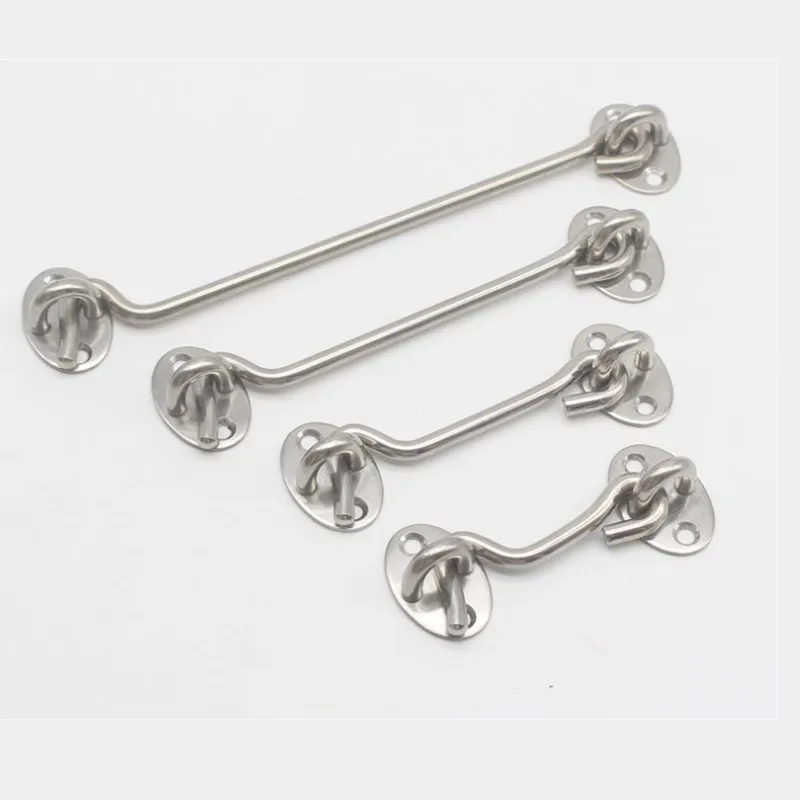 3/4/6/8/10/12 Inch Crescent Window Lock with Safety Switch Cabin Hook Door Latch Lock Catch Holder with Install Screws