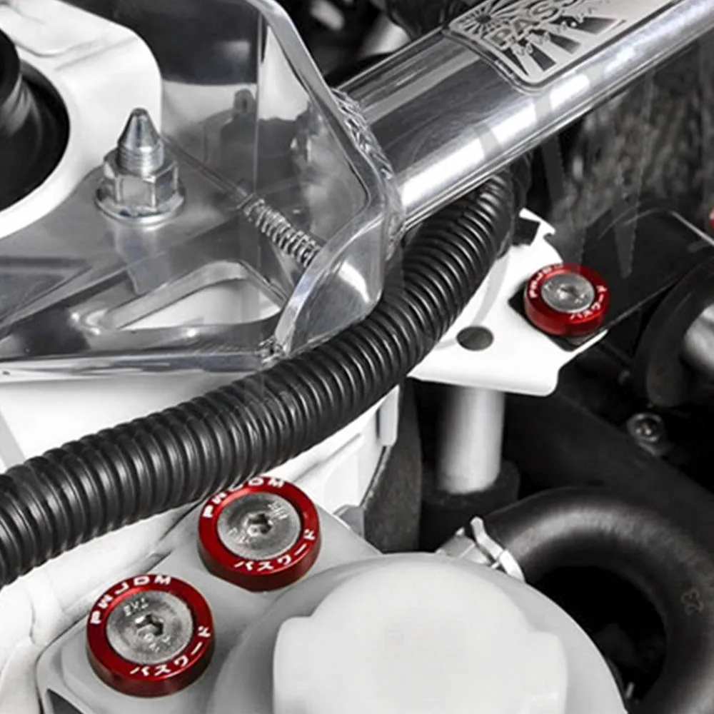 10pcs Car Modified Hex Fasteners Fender Washer Bumper Engine Concave Screws Aluminum JDM Fender Washers and M6 Bolt for Honda