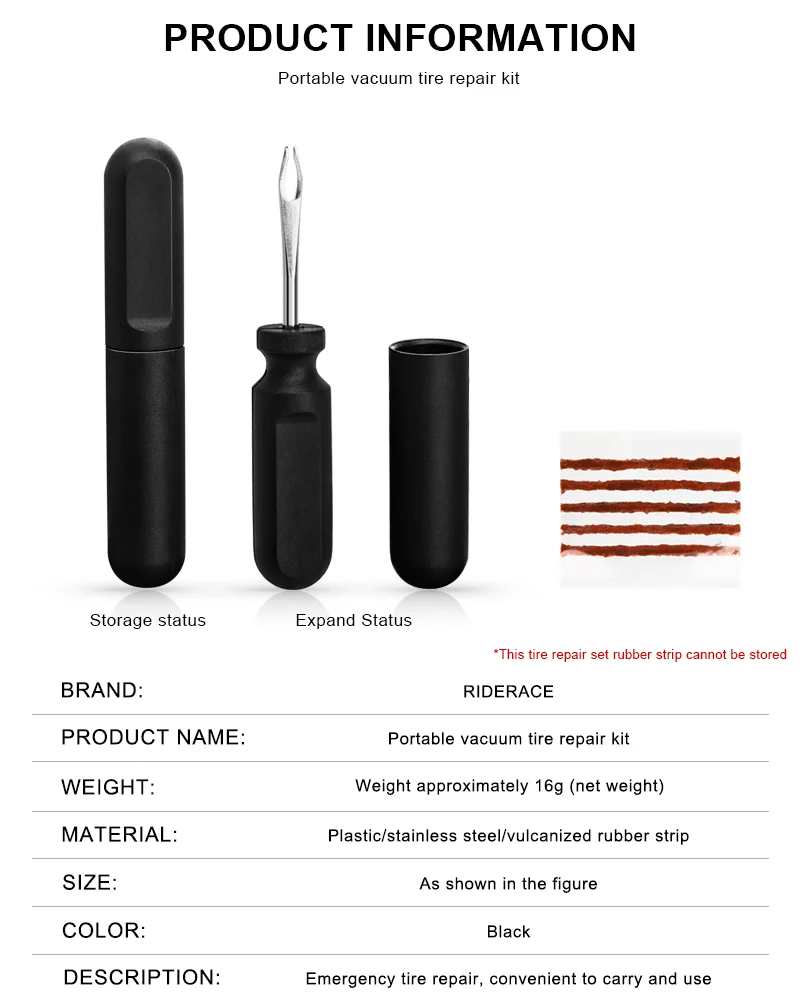 Bike Tubeless Tire Repair Kit With Rubber Strips Portable Urgent Glue Free Repair Rubber Stripes Set Bicycle Tire Repair Tool