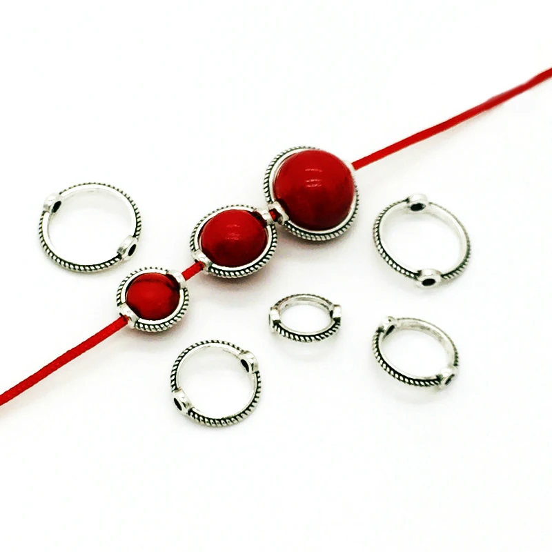 Plating 18k gold 6 8 10 mm Mix Vintage Bead Ring Spacer Beads Cap DIY Bracelet Beads For jewelry Making Accessories Finding