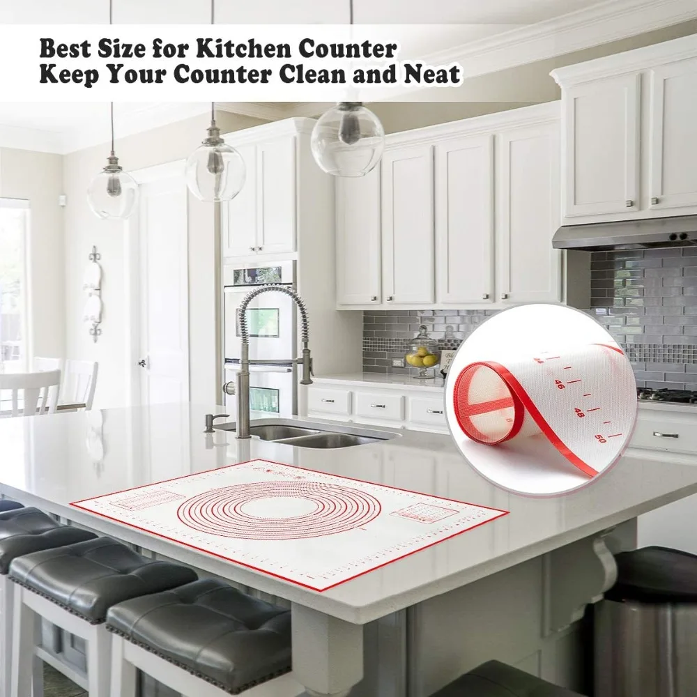 BUYYES 1PCS Silicone Baking Mat Kneading Pad Dough Mat Pizza Cake Dough Maker Kitchen Cooking Grill Non-Stick Gadgets Bakeware