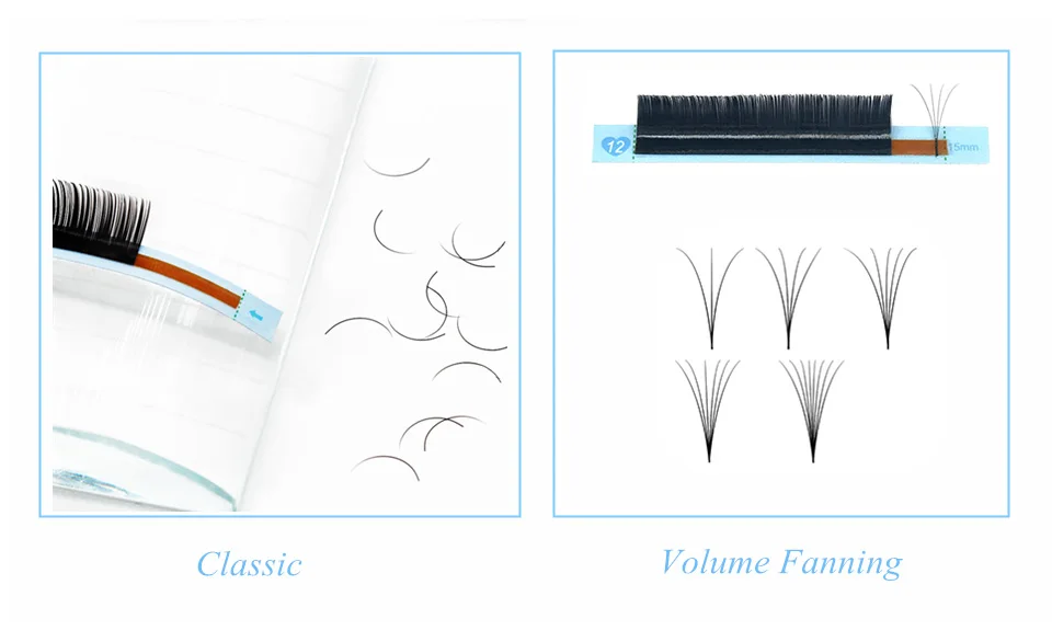 AGUUD 16 Rows Long 16-20mm Eyelashes Extensions Individual Matte Black Cashmere Silk Eyelashes Faux Mink Russian Volume Lashes