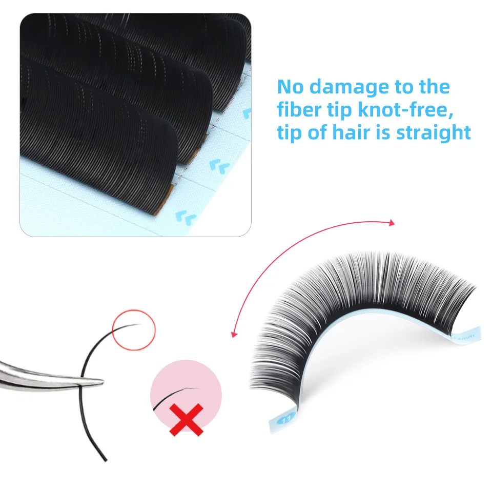 AGUUD 16 Rows Long 16-20mm Eyelashes Extensions Individual Matte Black Cashmere Silk Eyelashes Faux Mink Russian Volume Lashes