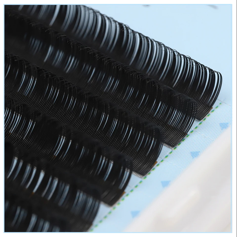 AGUUD 16 Rows Long 16-20mm Eyelashes Extensions Individual Matte Black Cashmere Silk Eyelashes Faux Mink Russian Volume Lashes