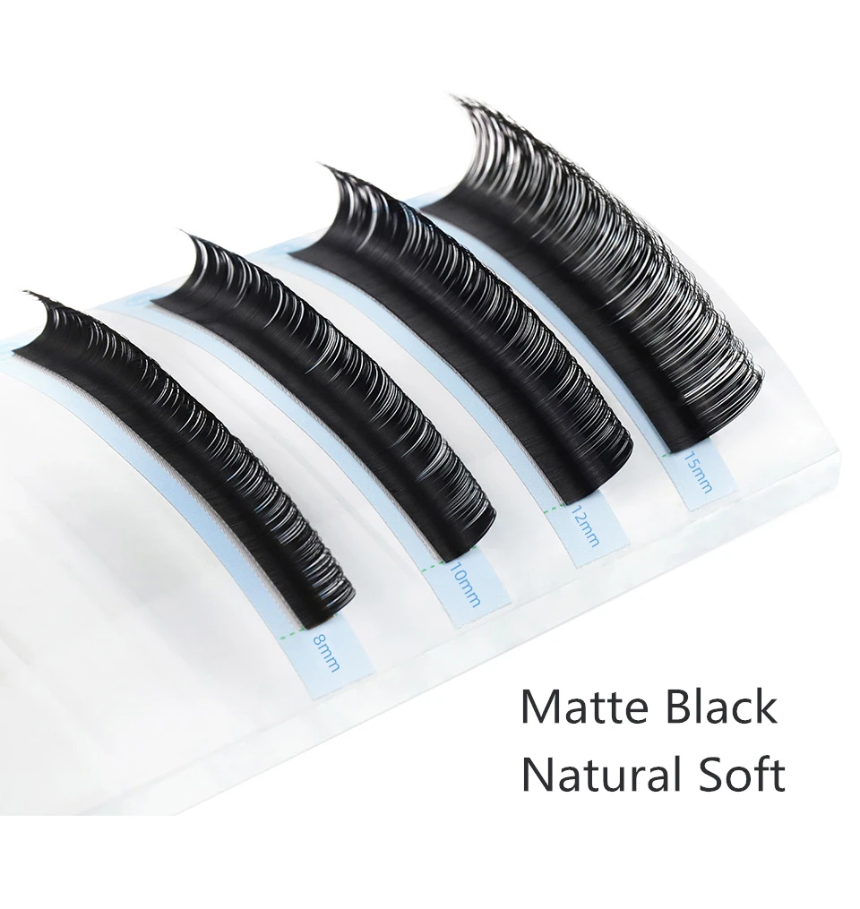AGUUD 16 Rows Long 16-20mm Eyelashes Extensions Individual Matte Black Cashmere Silk Eyelashes Faux Mink Russian Volume Lashes