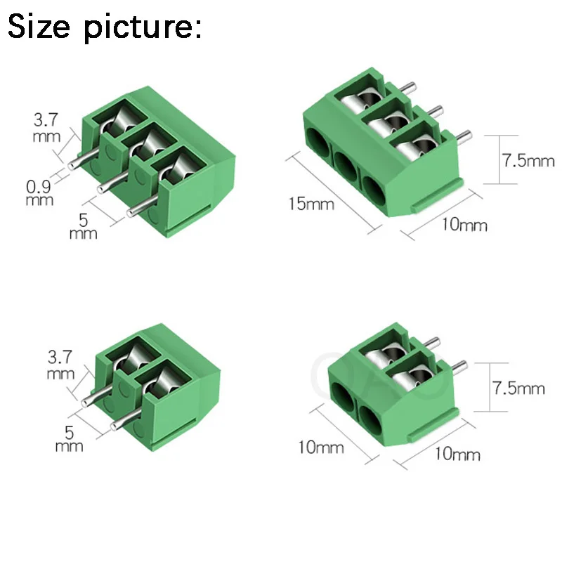 10/20/50Pcs/lot KF301-5.0-2P KF301-3P KF301-4P Pitch 5.0mm Straight Pin 2P 3P 4P Screw PCB Terminal Block Connector Blue Green
