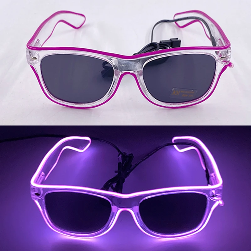 Light Up Led Glasses Neon Party Luminous Glasses EL Wire Glowing Sunglasses Novelty Gift for Adult Glow Bright Light Supplies