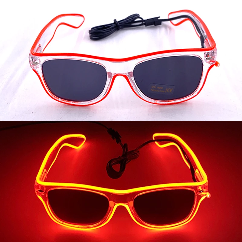 Light Up Led Glasses Neon Party Luminous Glasses EL Wire Glowing Sunglasses Novelty Gift for Adult Glow Bright Light Supplies