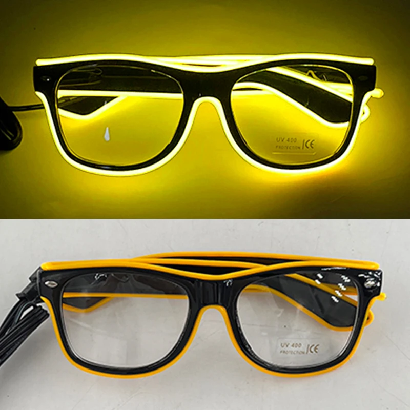 Light Up Led Glasses Neon Party Luminous Glasses EL Wire Glowing Sunglasses Novelty Gift for Adult Glow Bright Light Supplies