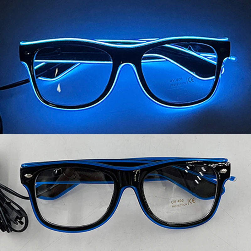 Light Up Led Glasses Neon Party Luminous Glasses EL Wire Glowing Sunglasses Novelty Gift for Adult Glow Bright Light Supplies