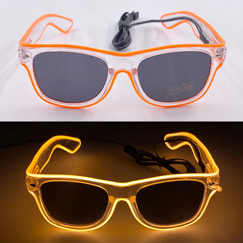 Light Up Led Glasses Neon Party Luminous Glasses EL Wire Glowing Sunglasses Novelty Gift for Adult Glow Bright Light Supplies