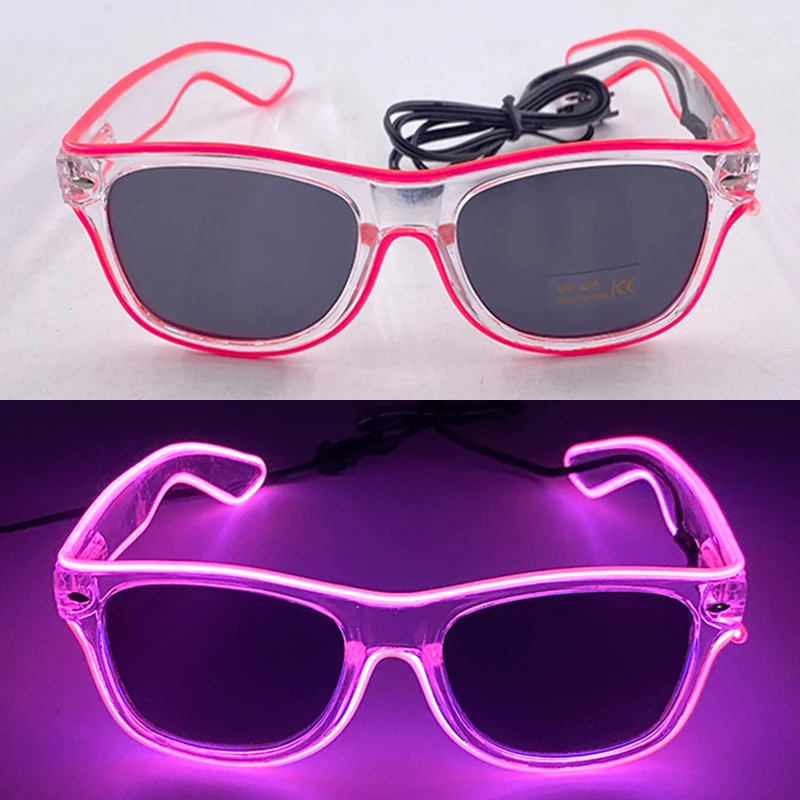 Light Up Led Glasses Neon Party Luminous Glasses EL Wire Glowing Sunglasses Novelty Gift for Adult Glow Bright Light Supplies